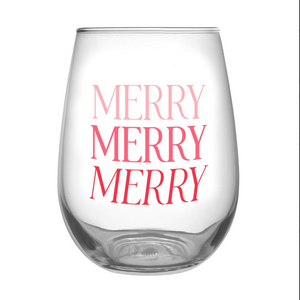 Merry Merry Merry Stemless Wine Glass