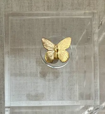 Acrylic Box w/ Decorative Knob - Butterfly