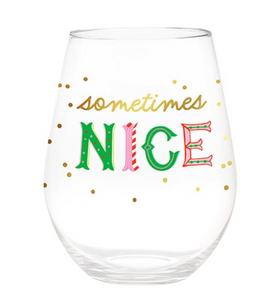 Naughty/Nice Stemless Wine Glass