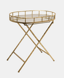 Oval Gold Metal Bar Cart - Mirror Top