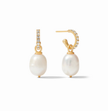 Odette Pearl Hoop & Charm Earrings - CZ/Pearl