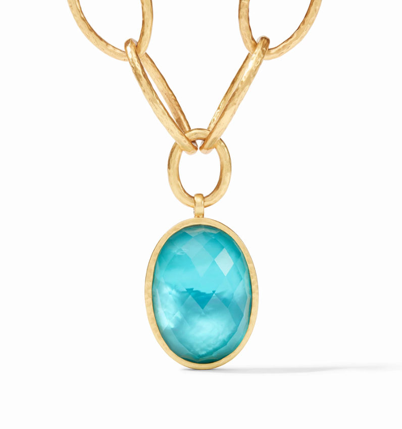 Fleur-de-Lis Statement Necklace - Iridescent Bahamian Blue