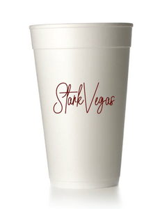 Stark Vegas Script Styrofoam Cups