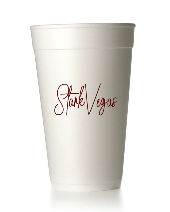 Stark Vegas Script Styrofoam Cups