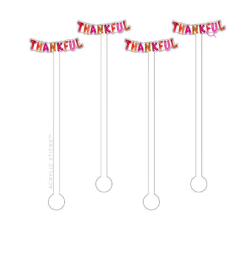 Thankful Multi-Color Helium Balloons Acrylic Stir Sticks