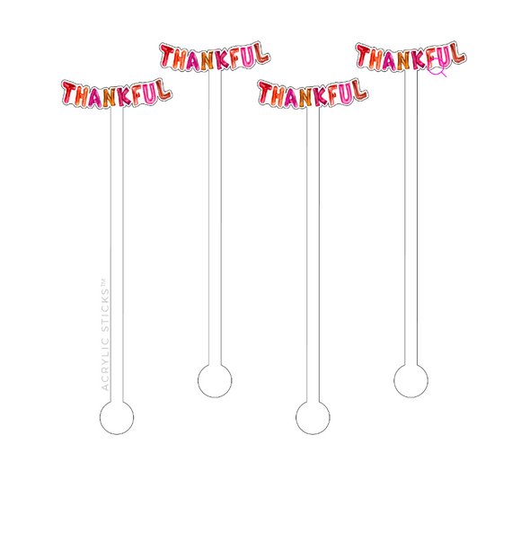 Thankful Multi-Color Helium Balloons Acrylic Stir Sticks