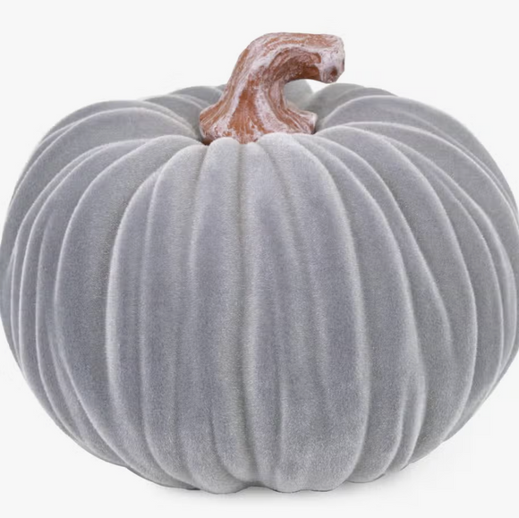 Grey Large Velvet Pumpkin