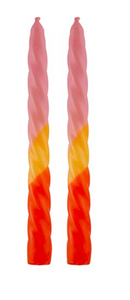 Pink/Yellow/Orange Swirl Taper Candle