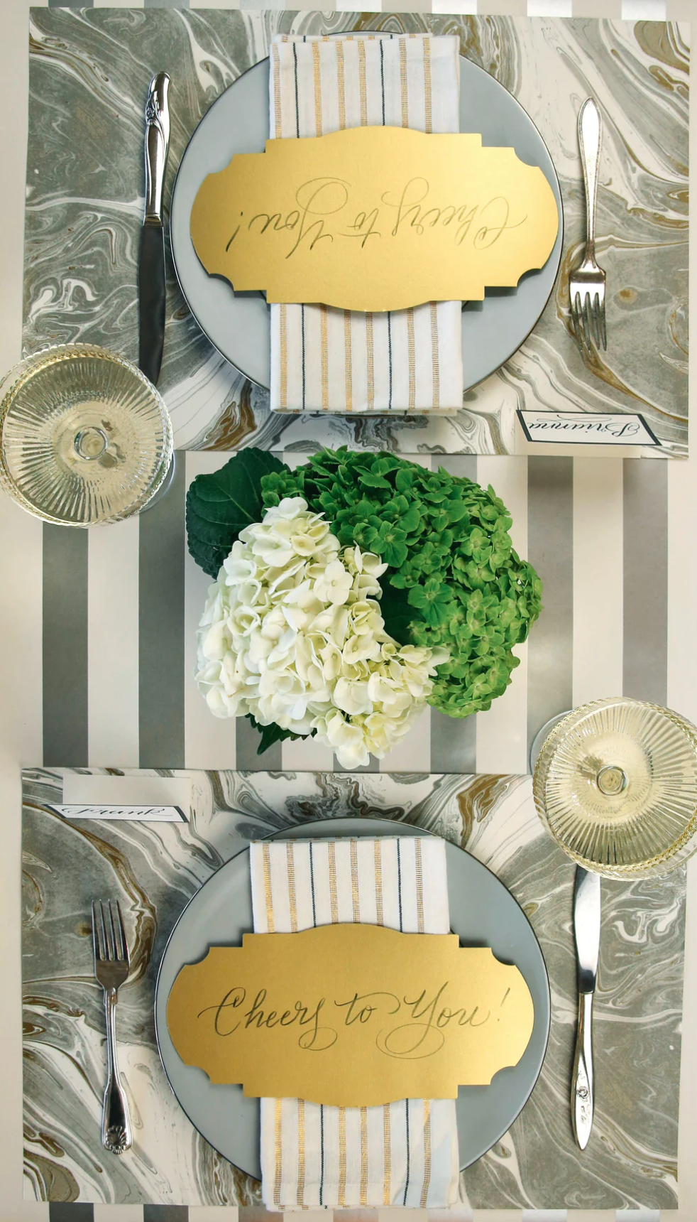 Silver Classic Stripe Table Runner