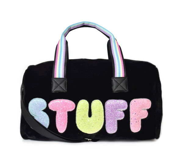 Stuff Black Plush Large Duffle Bag