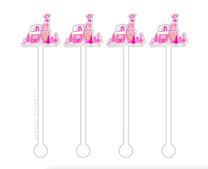 Pink Christmas Gingerbread House Acrylic Stir Sticks