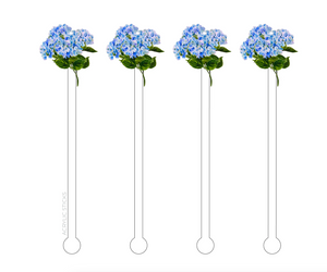 Blue Hydrangea Bloom Acrylic Stir Sticks