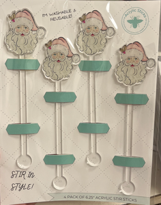 Pretty Pink Santa Acrylic Stir Sticks