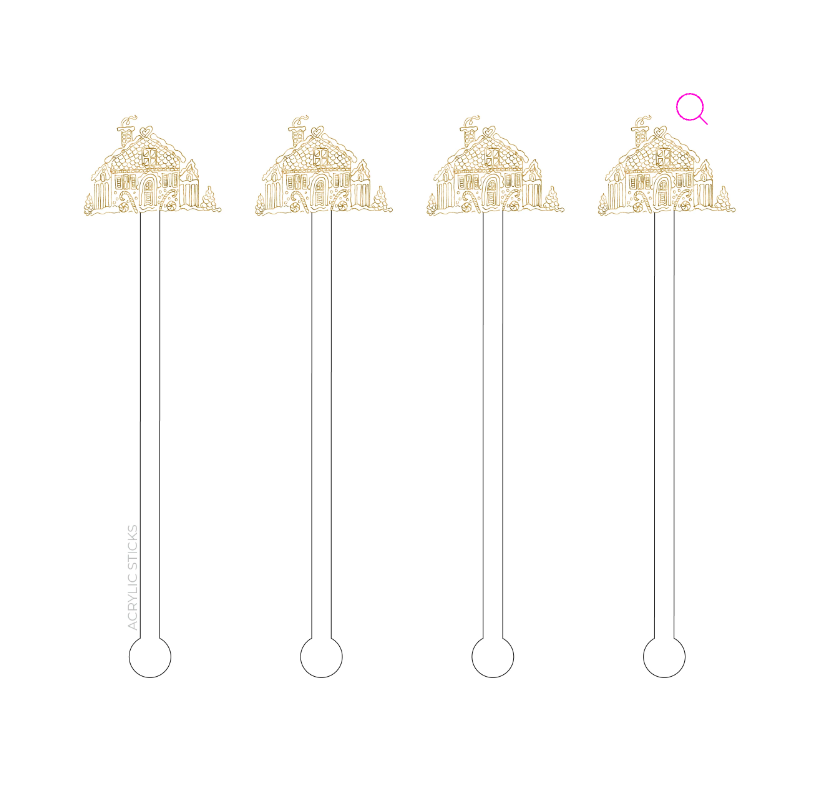 Golden Gingerbread House Acrylic Stir Sticks
