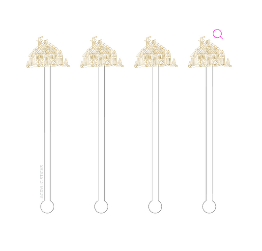 Golden Gingerbread House Acrylic Stir Sticks