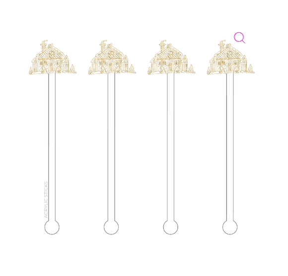 Golden Gingerbread House Acrylic Stir Sticks