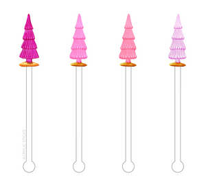 Pinky Mercury Glass Christmas Trees Acrylic Stir Sticks