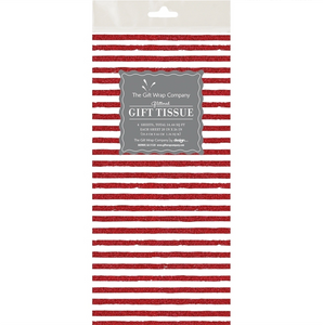 Red Stripe Glitter Tissue Paper