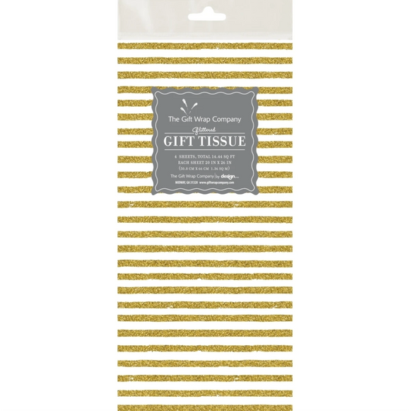 Gold Glitter Stripe Tissue Paper