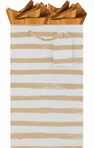 Golden Stripe Double Wine Bottle Gift Bag