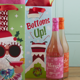 Bottoms Up Santa Wine Bottle Bag