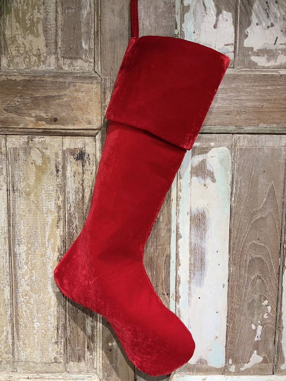 Vintage French Red Velvet Stocking