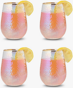 Lustered Iridescent Stemless Wine Glass