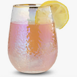 Lustered Iridescent Stemless Wine Glass