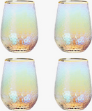 Lustered Iridescent Stemless Wine Glass