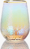 Lustered Iridescent Stemless Wine Glass