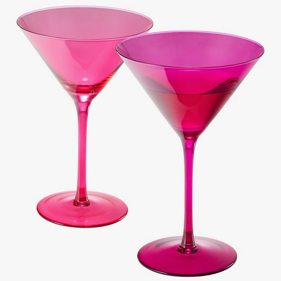 Hot Pink Crystal Martini Glass