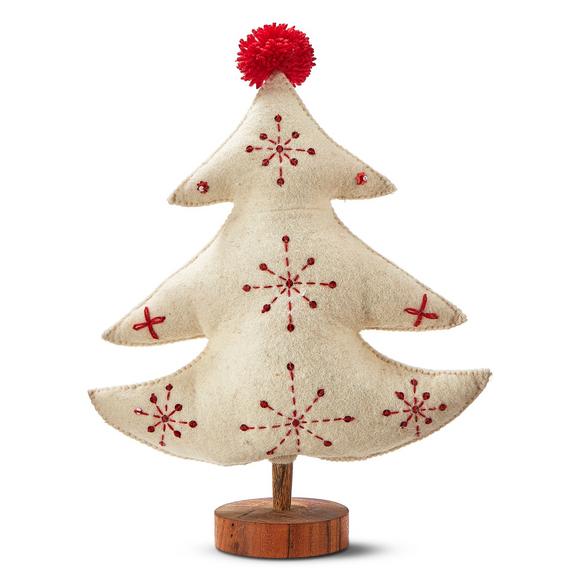 Embroidered Wool Tree Decor - Small