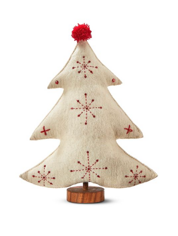 Embroidered Wool Tree Decor - Medium