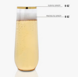 Clear with Gold Stemless Plastic Champagne Flutes