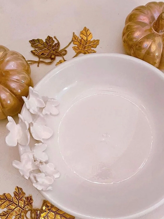 Large Round White Butterfly Tray