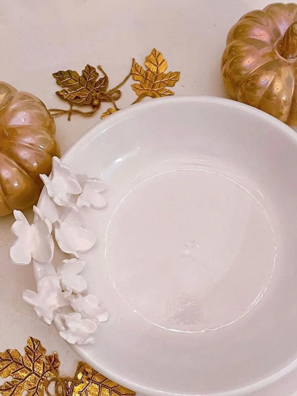 Large Round White Butterfly Tray