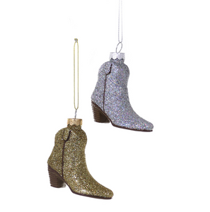 Glittered Cowboy Boot Ornament