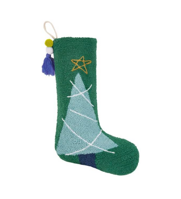 Christmas Tree Stocking w/ Pom Pom Tassel