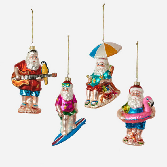 Beach Bum Santa Ornament