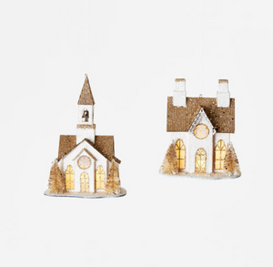 Gold/White Church/House Ornament