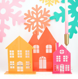 Acrylic Holiday Houses - Pink/Orange/Yellow