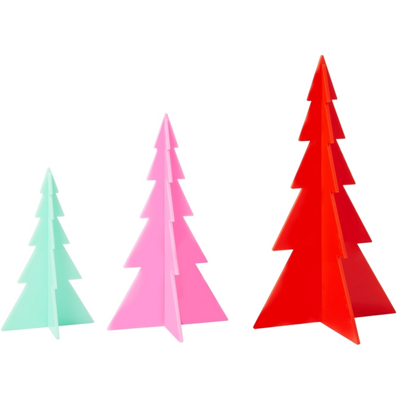 Acrylic Christmas Trees - Red/Pink/Mint