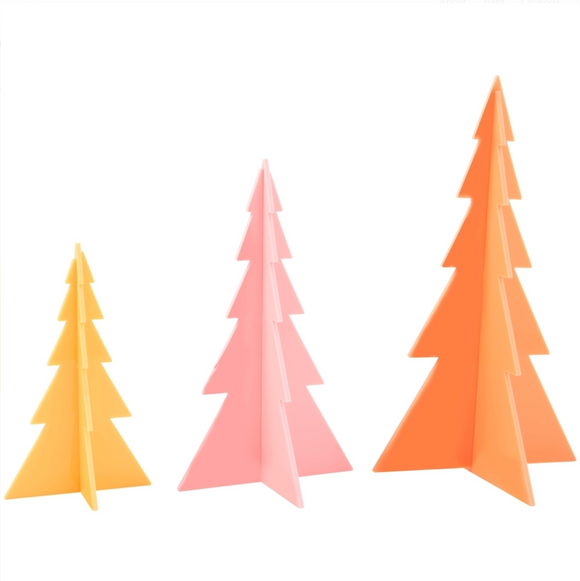 Acrylic Christmas Trees - Pink/Orange/Yellow