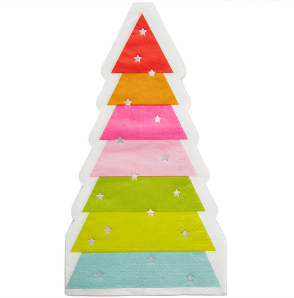 Rainbow Holiday Tree Diecut Napkins