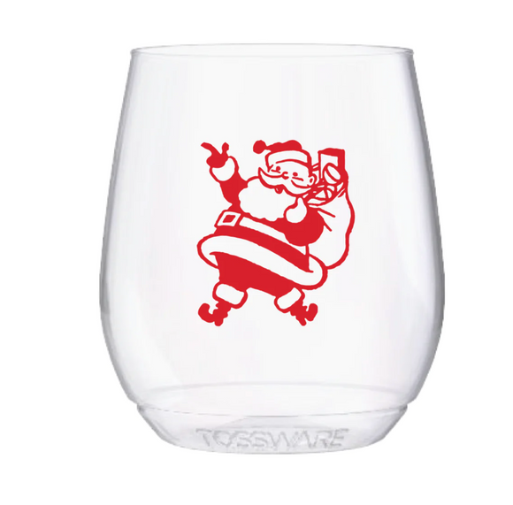 Retro Santa Shatterproof Wine Glasses