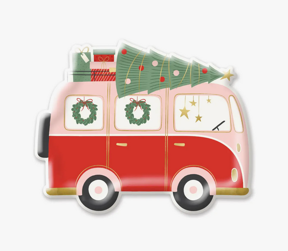 Christmas Van Diecut Plates