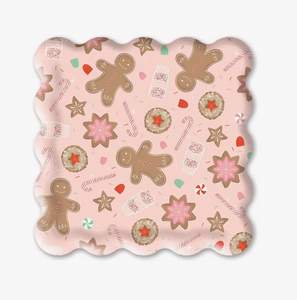 Pink Gingerbread Man Scalloped Plates