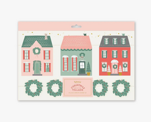 Village Christmas Village & Wreath Banner