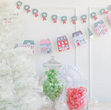 Village Christmas Village & Wreath Banner