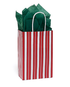 Ticking Stripe Red Paper Gift Bag - Rose